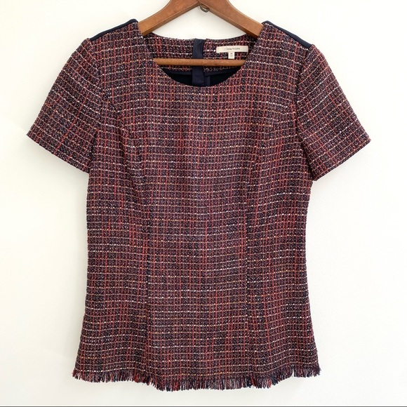 Stitch Fix 41 Hawthorn Karius tweed navy blue Ponte knit top size medium - Picture 1 of 8